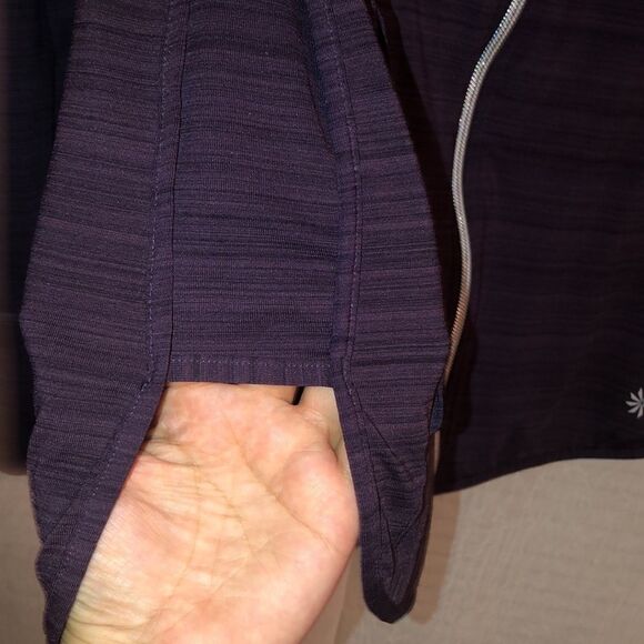 ATHLETA M Purple Heathered Full Zip Athletic Hooded Jacket with Pockets - Picture 6 of 13